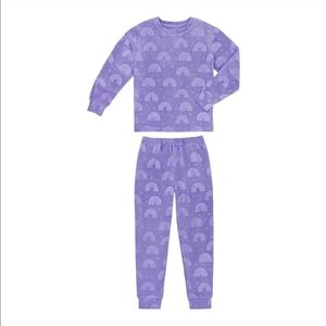Member's Mark Lavender Kids PJ Set W Rainbows-Size XS NWT